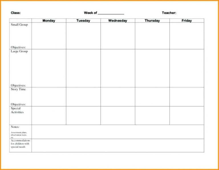 Blank Weekly Lesson Plan Template Preschool Free Templates In Blank ...