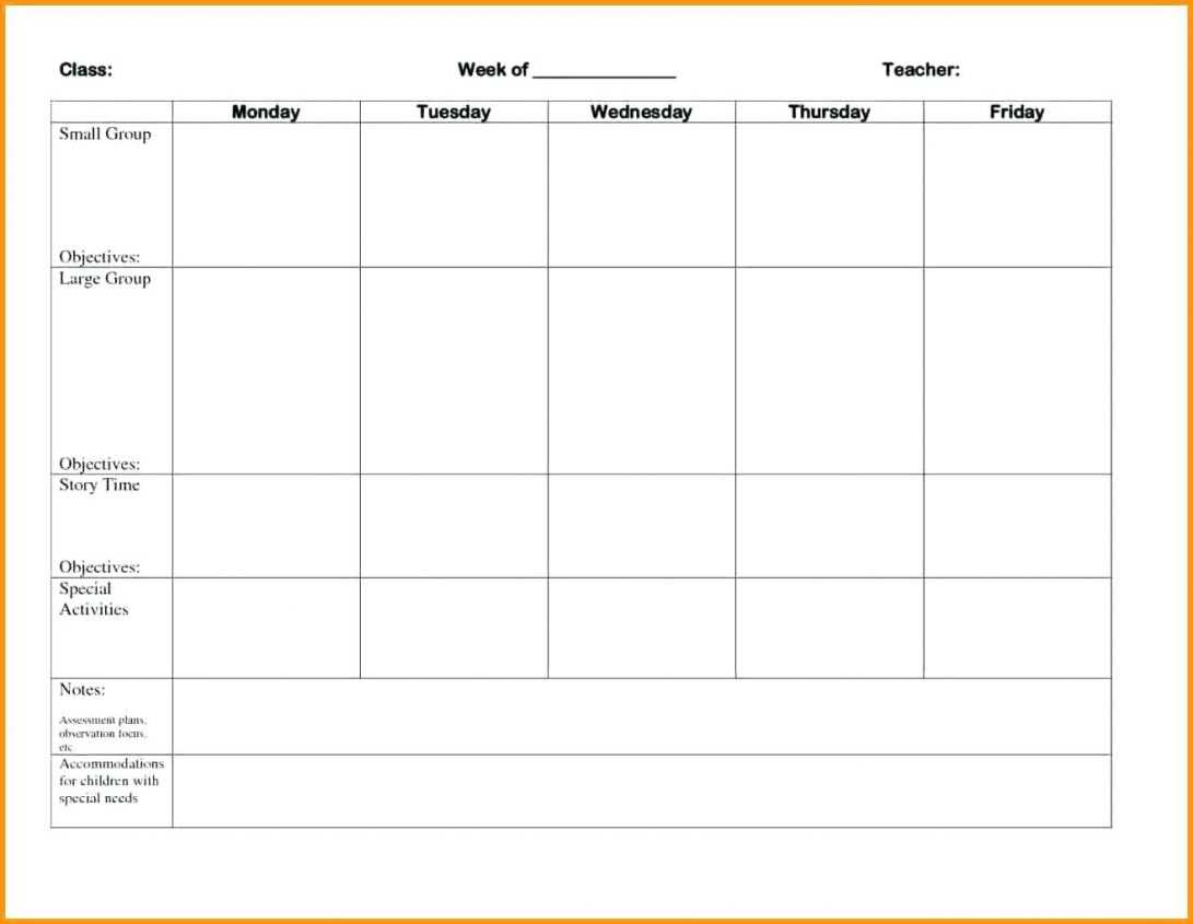 Blank Weekly Lesson Plan Template Preschool Free Templates In Blank Preschool Lesson Plan Template