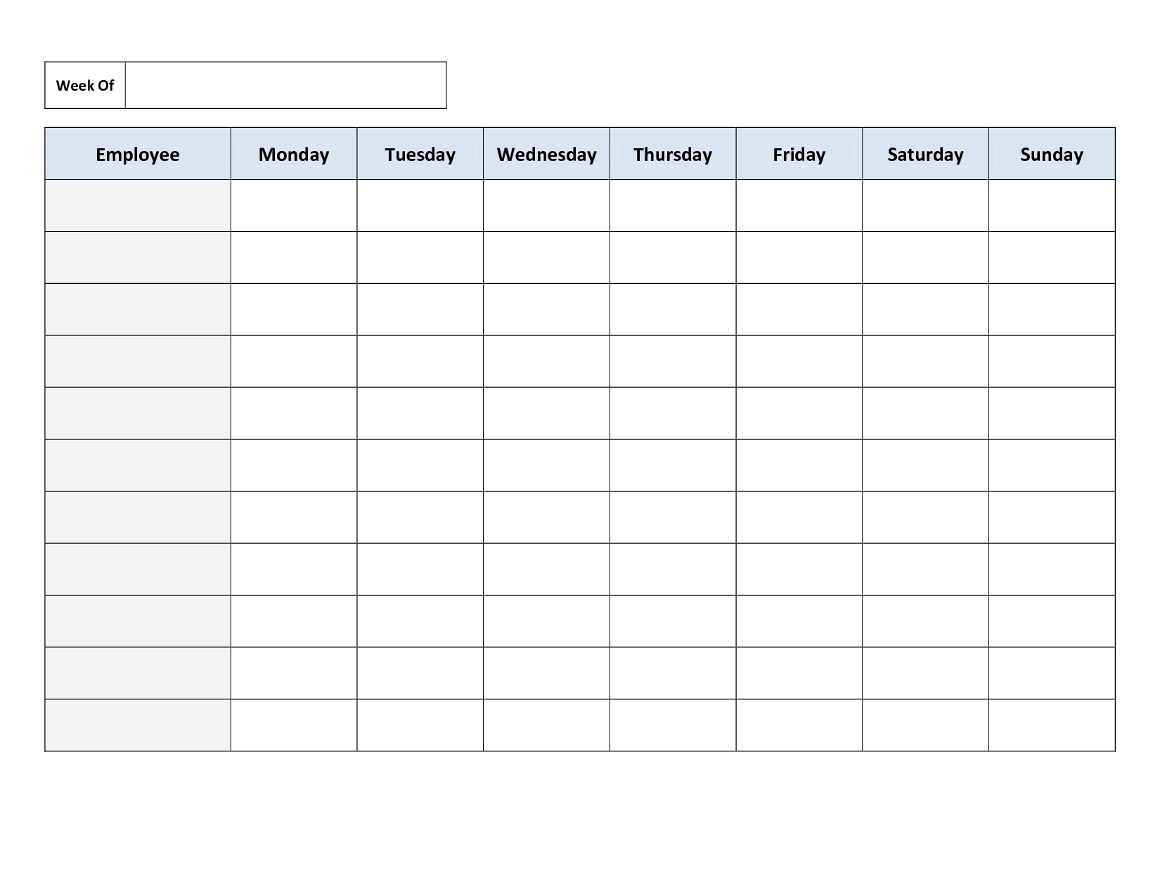 Blank Weekly Work Schedule Template | Cleaning Schedule Intended For Blank Monthly Work Schedule Template