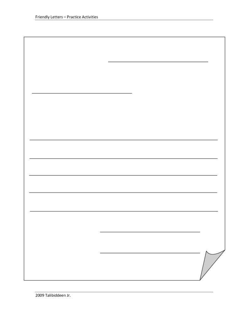 Blank Free Template For Letter Writing