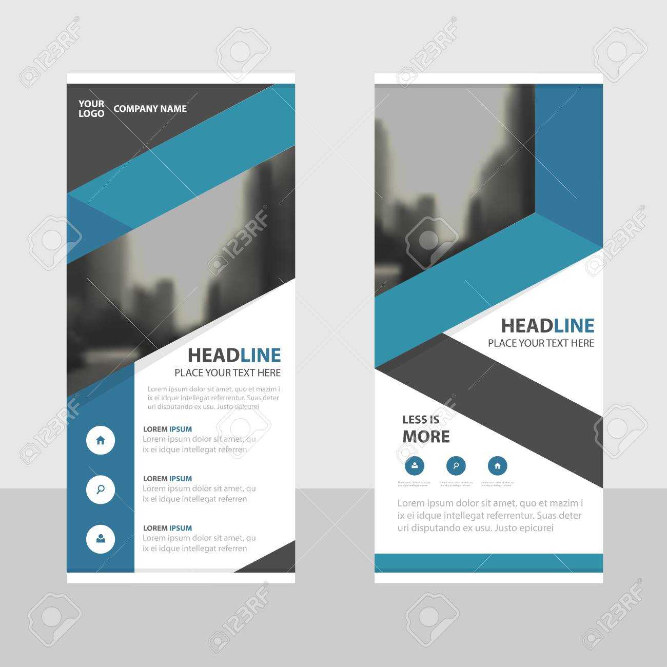 Blue Business Roll Up Banner Flat Design Template ,abstract Geometric.. With Regard To Pop Up Banner Design Template