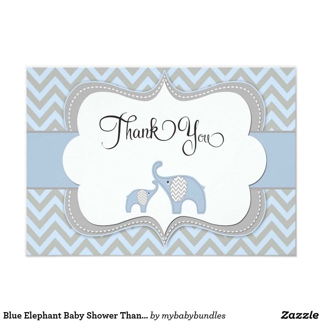 Blue Elephant Baby Shower Thank You Card | Zazzle | Baby Pertaining To Thank You Card Template For Baby Shower
