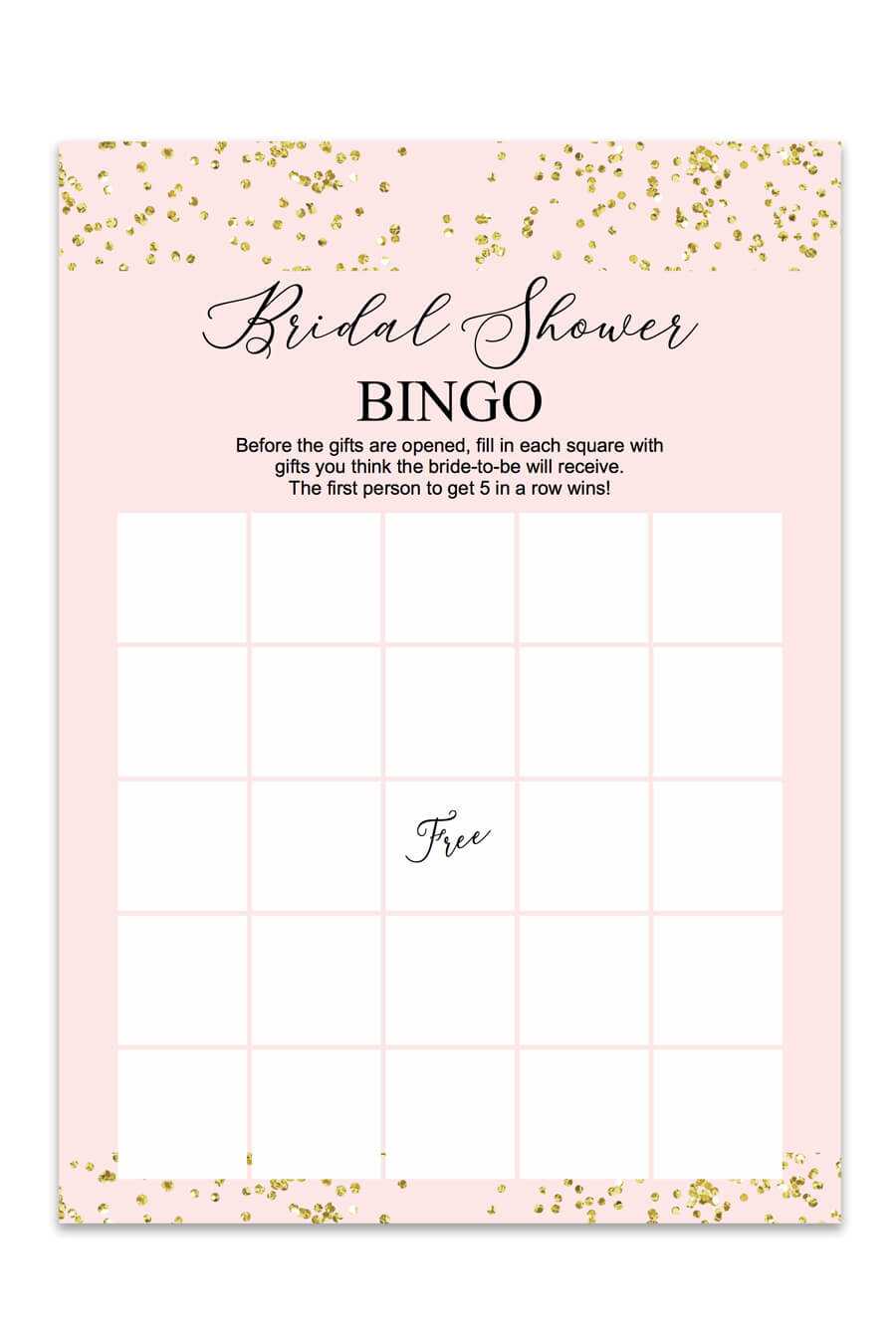 Blush And Confetti Bridal Shower Bingo – Chicfetti Throughout Blank Bridal Shower Bingo Template