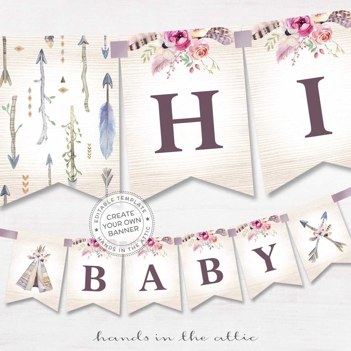 Boho Alphabet Banner Printable, Baby Shower Decor, Bohemian Tribal Party  Props, Pdf Template, Customized Diy Word Banner, Digital Download Throughout Bride To Be Banner Template