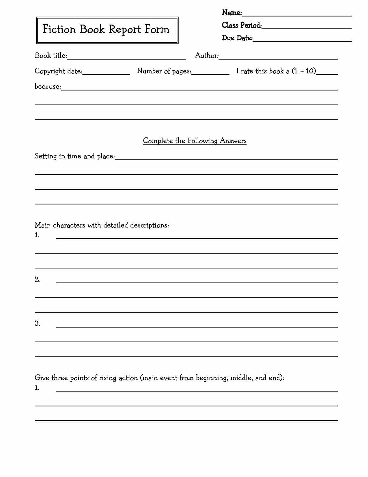 Book Report Templates For 4Th Grade  | Middle School With Regard To High School Book Report Template