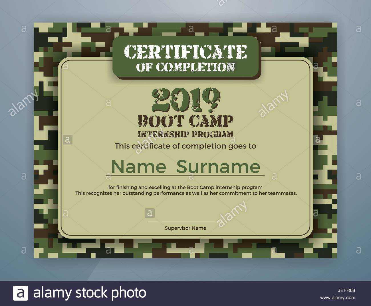 Boot Camp Internship Program Certificate Template Design Regarding Boot Camp Certificate Template