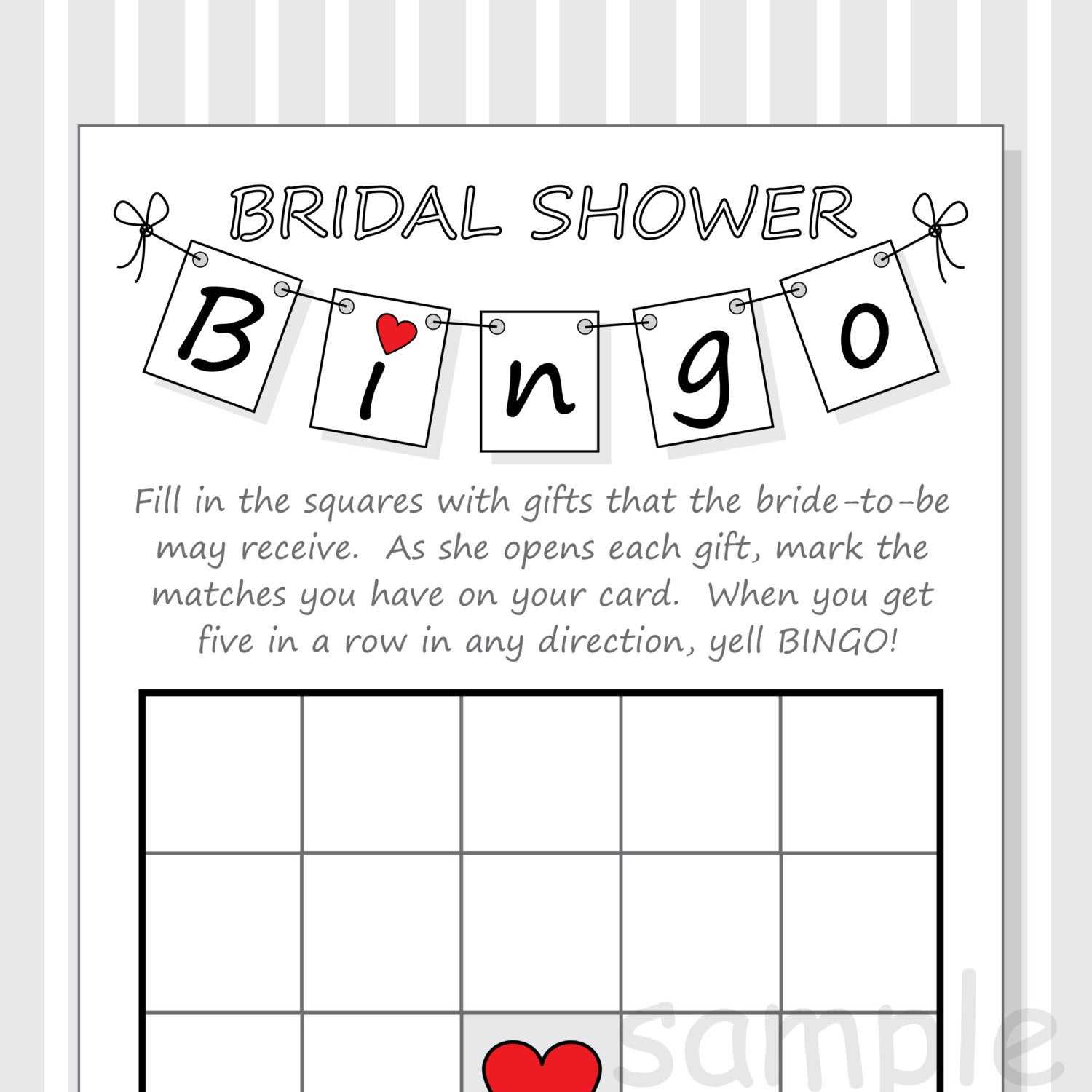 Bridal Shower Bingo Card Template For Blank Bridal Shower Bingo Template