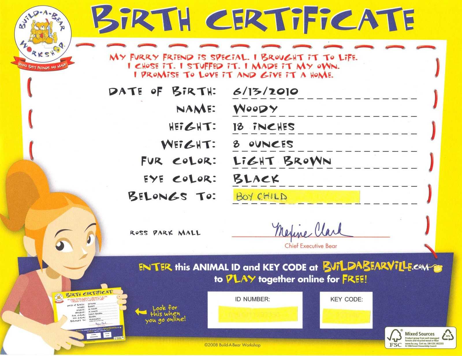 Build A Bear Birth Certificate | Build A Bear, Birth Intended For Build A Bear Birth Certificate Template