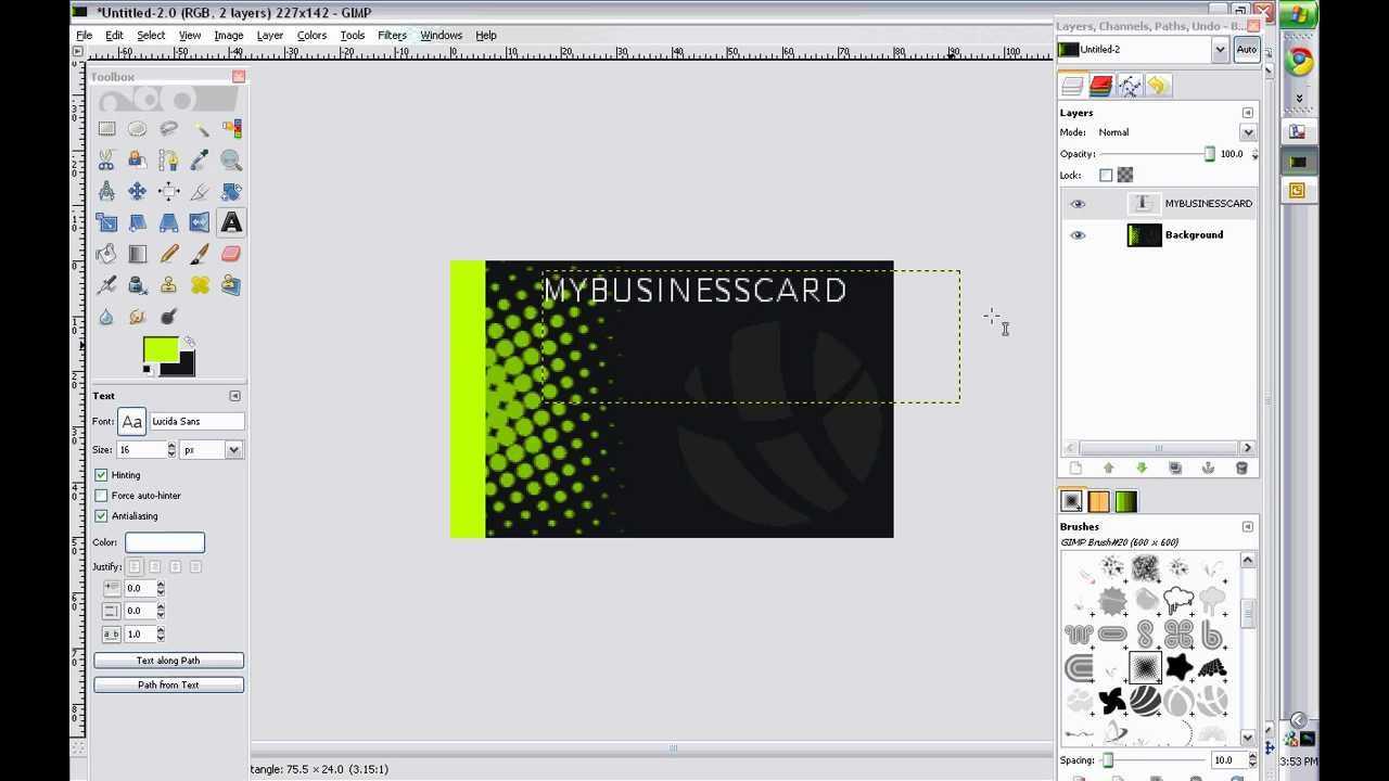 Business Card Design – Gimp 2.0 – With Regard To Gimp Business Card Template