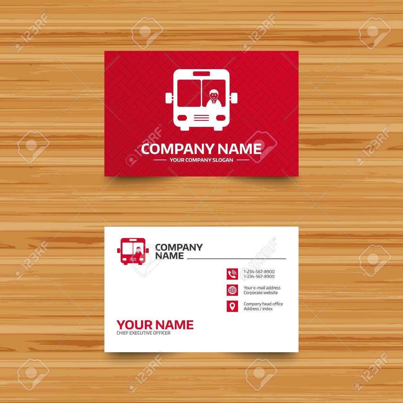 Business Card Template. Bus Sign Icon. Public Transport With.. Regarding Transport Business Cards Templates Free