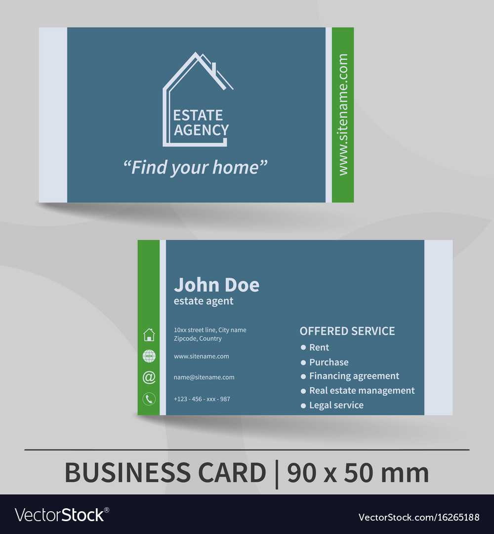 Business Card Template Real Estate Agency Design In Real Estate Agent Business Card Template