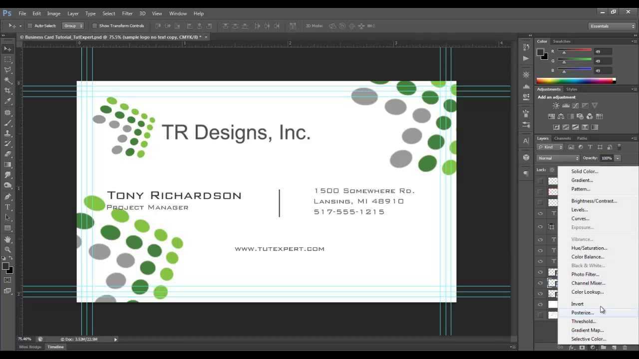 Business Card Tutorial – Create Your Own – Photoshop Within Business Card Size Photoshop Template