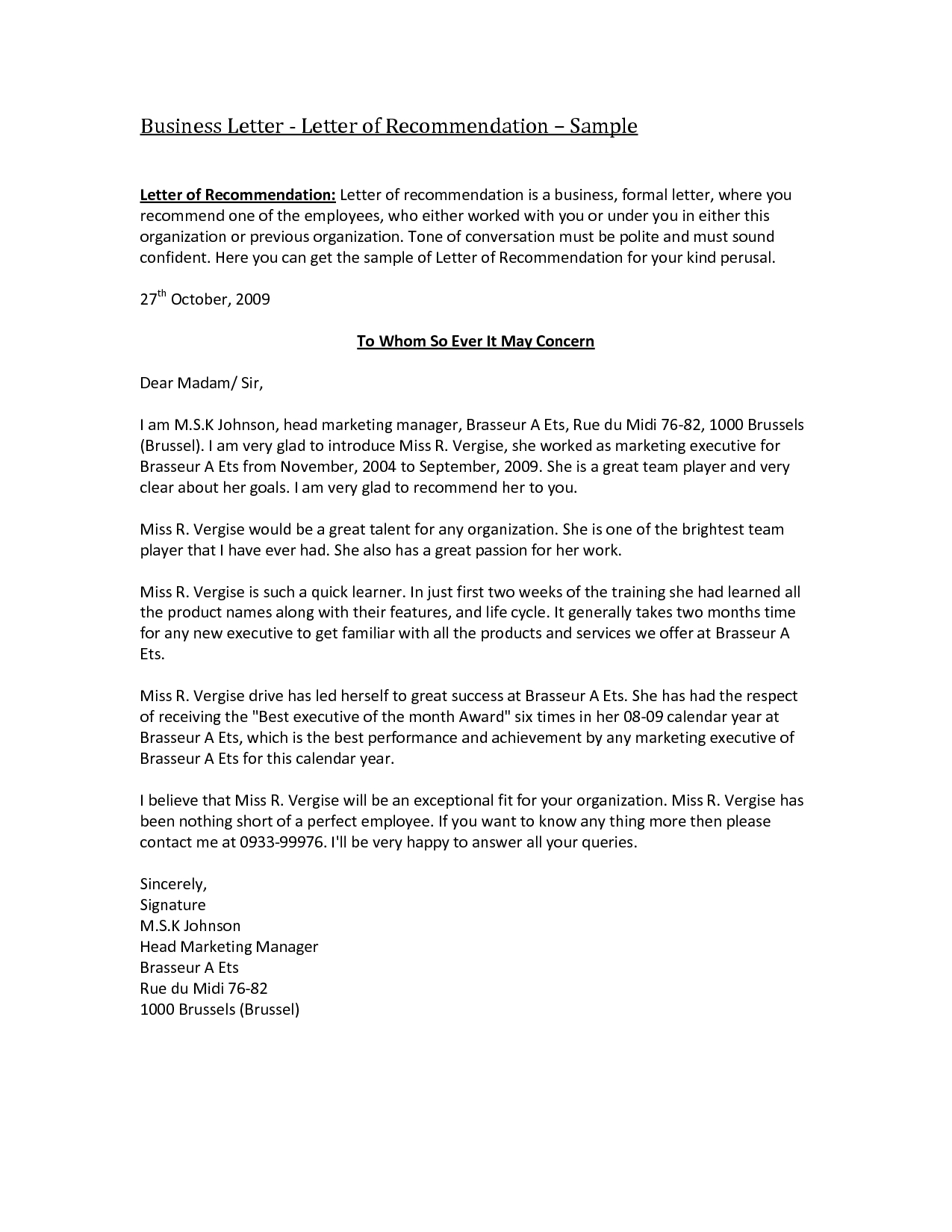Business Reference Letter Template Word Collection | Letter For Business Reference Template Word