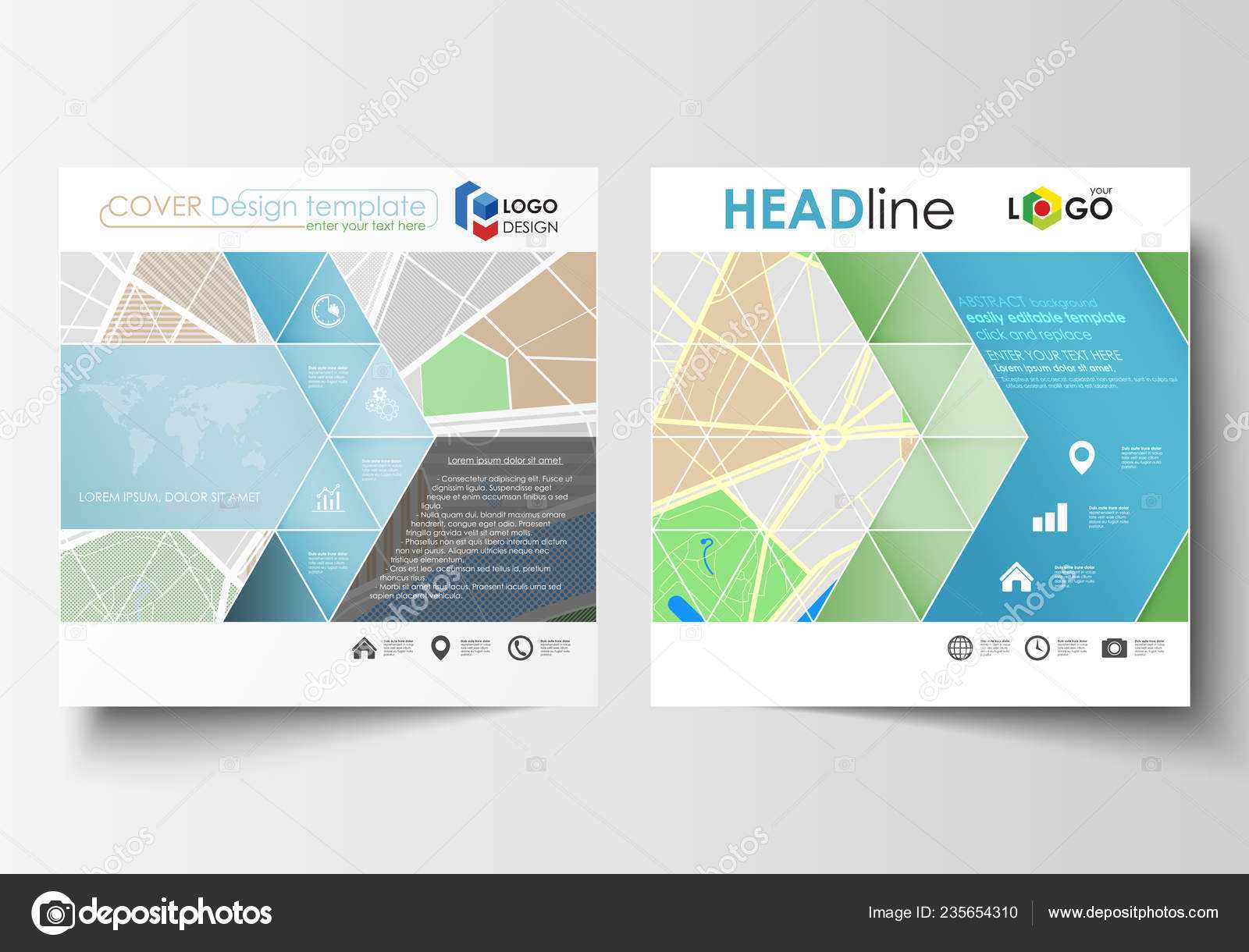 Business Templates For Square Brochure, Magazine, Flyer Within Blank City Map Template