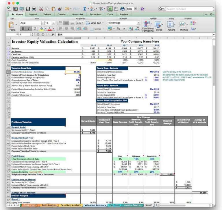 Business Valuation Report Template Worksheet Douglasbaseball