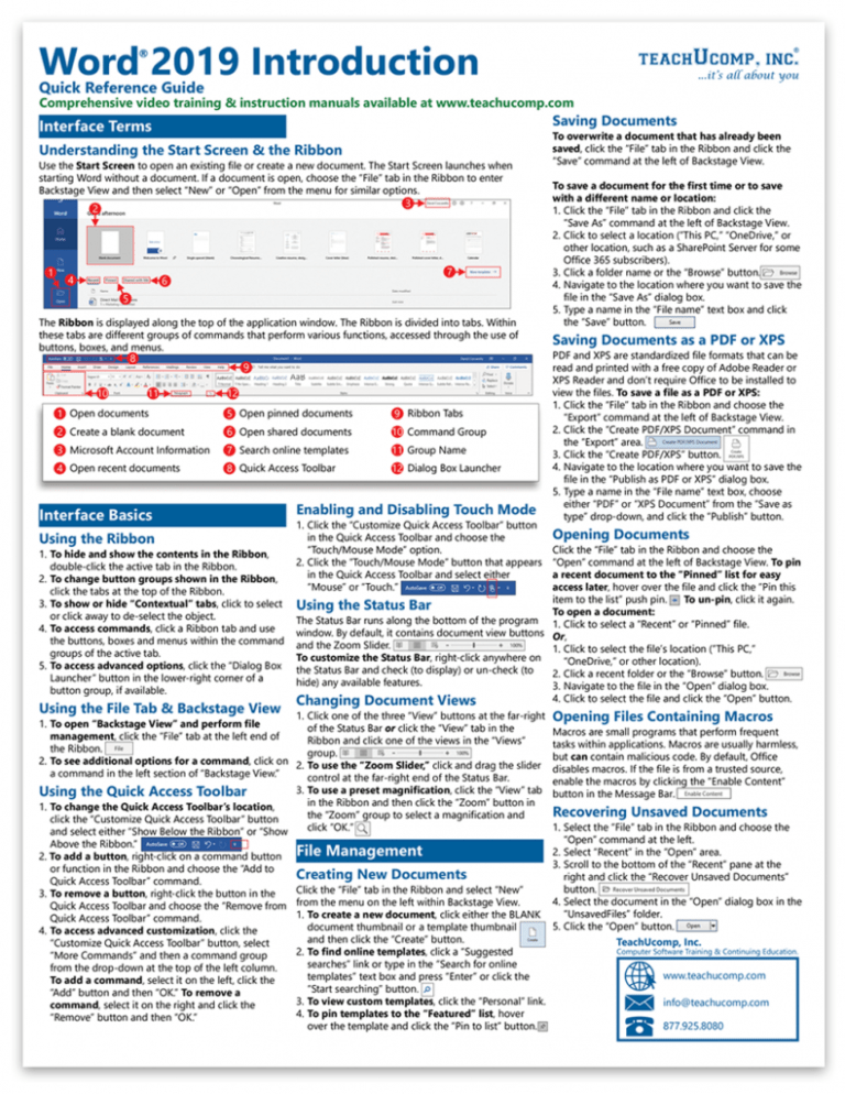 Buy Microsoft Word Quick Reference Cards At Teachucomp Inc Inside 