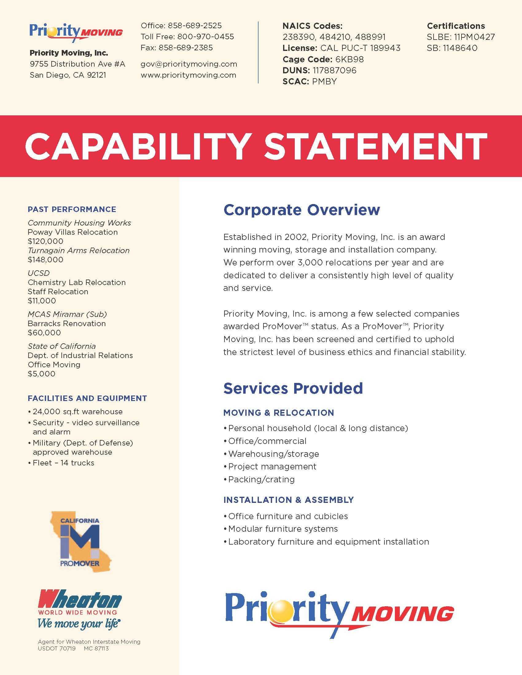 Capability Statement | Statement Template, Pinterest In Capability Statement Template Word