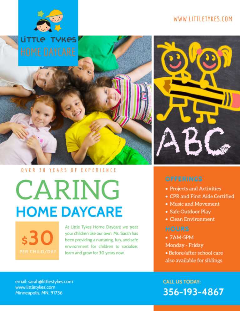 Caring Home Daycare Flyer Template Regarding Daycare Brochure Template