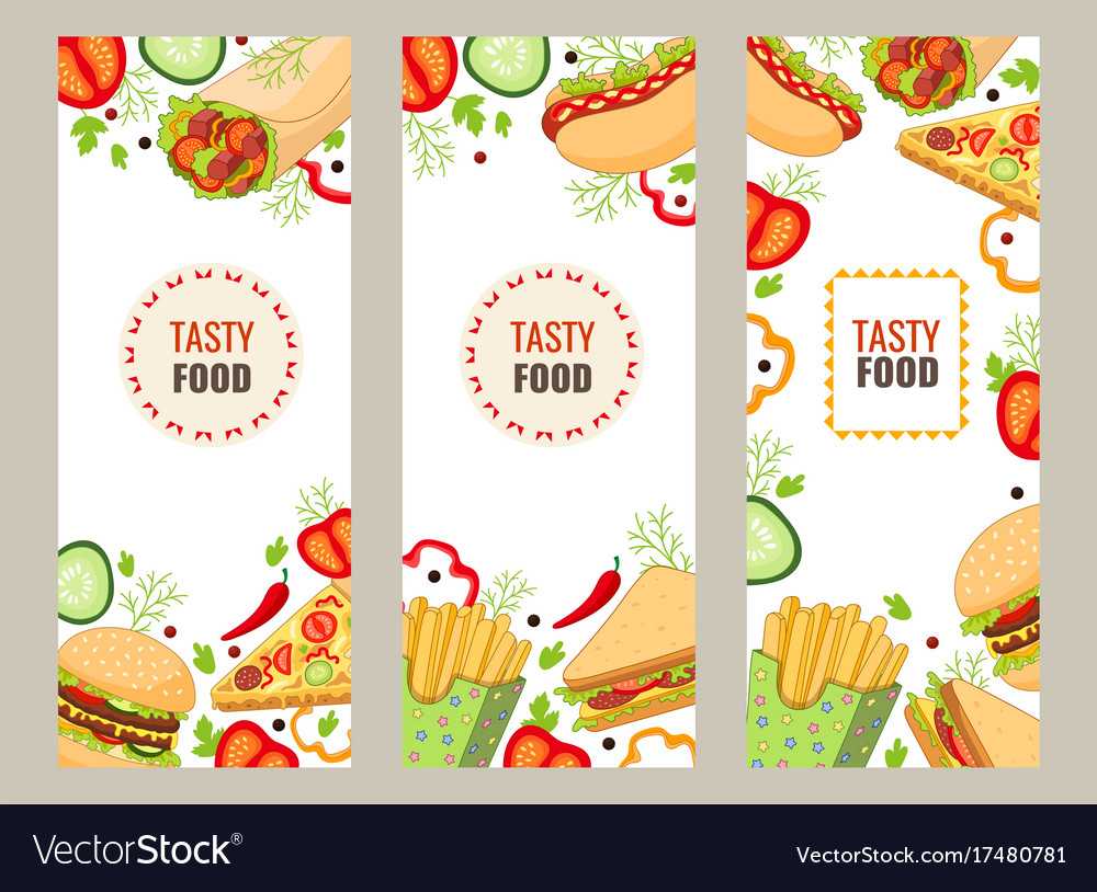 Cartoon Flat Fast Food Banner Template Set Within Food Banner Template