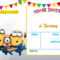 Cartoon Invitation Ppt Template | Happy Birthday Invitation Regarding Minion Card Template