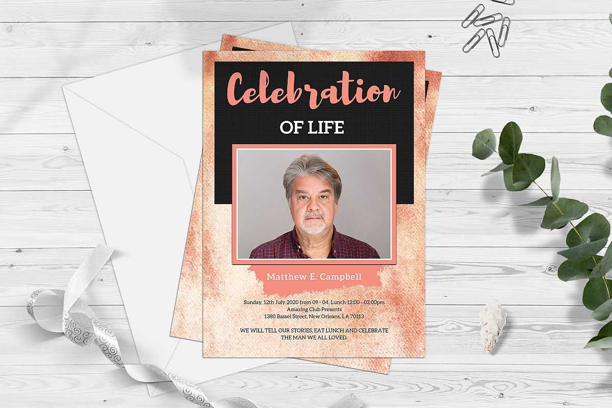 Celebration Of Life Funeral Program Invitation Card Template Regarding Funeral Invitation Card Template