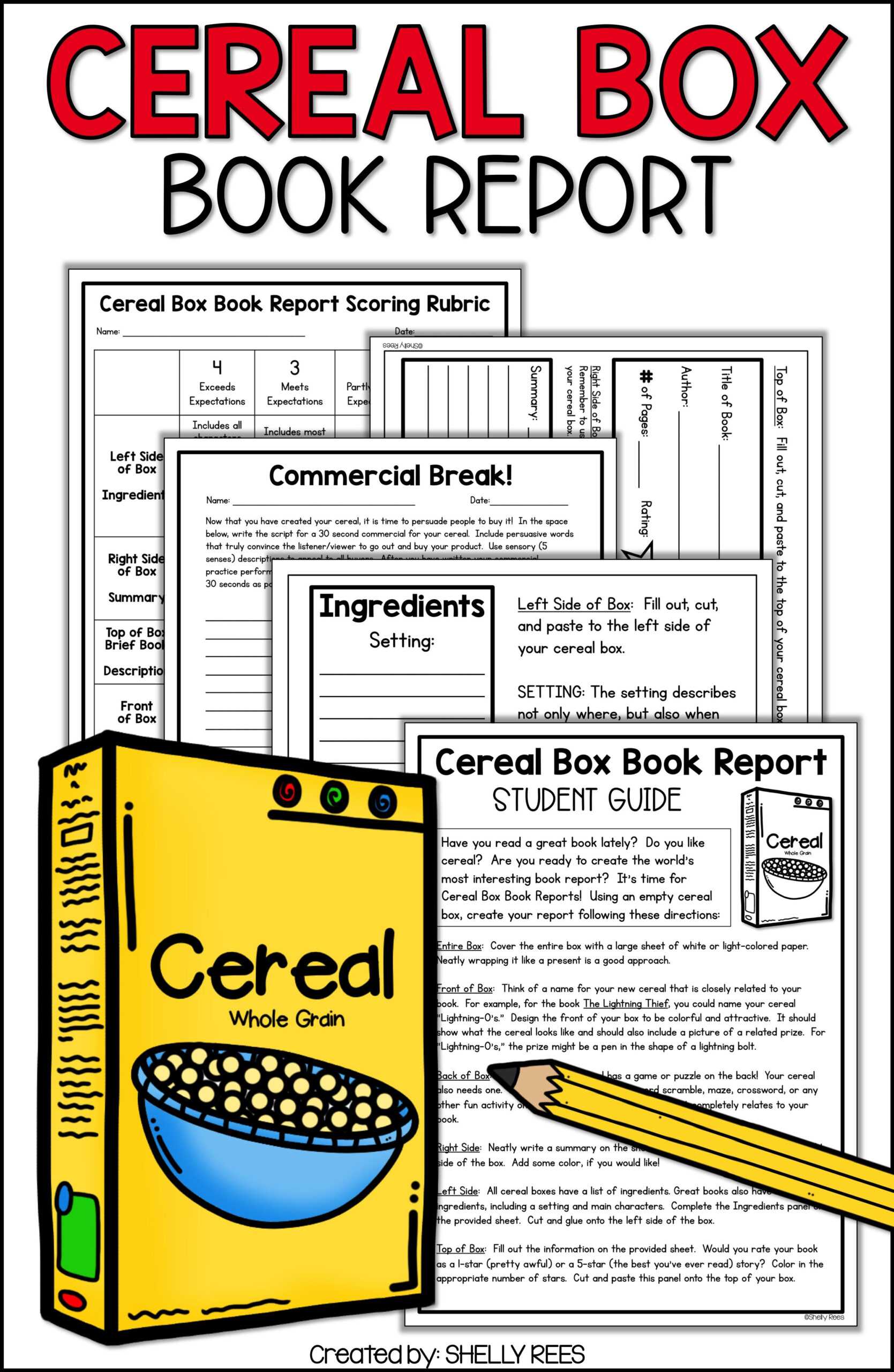 Cereal Box Book Report Kit | Book Report Projects, Book In Cereal Box Book Report Template