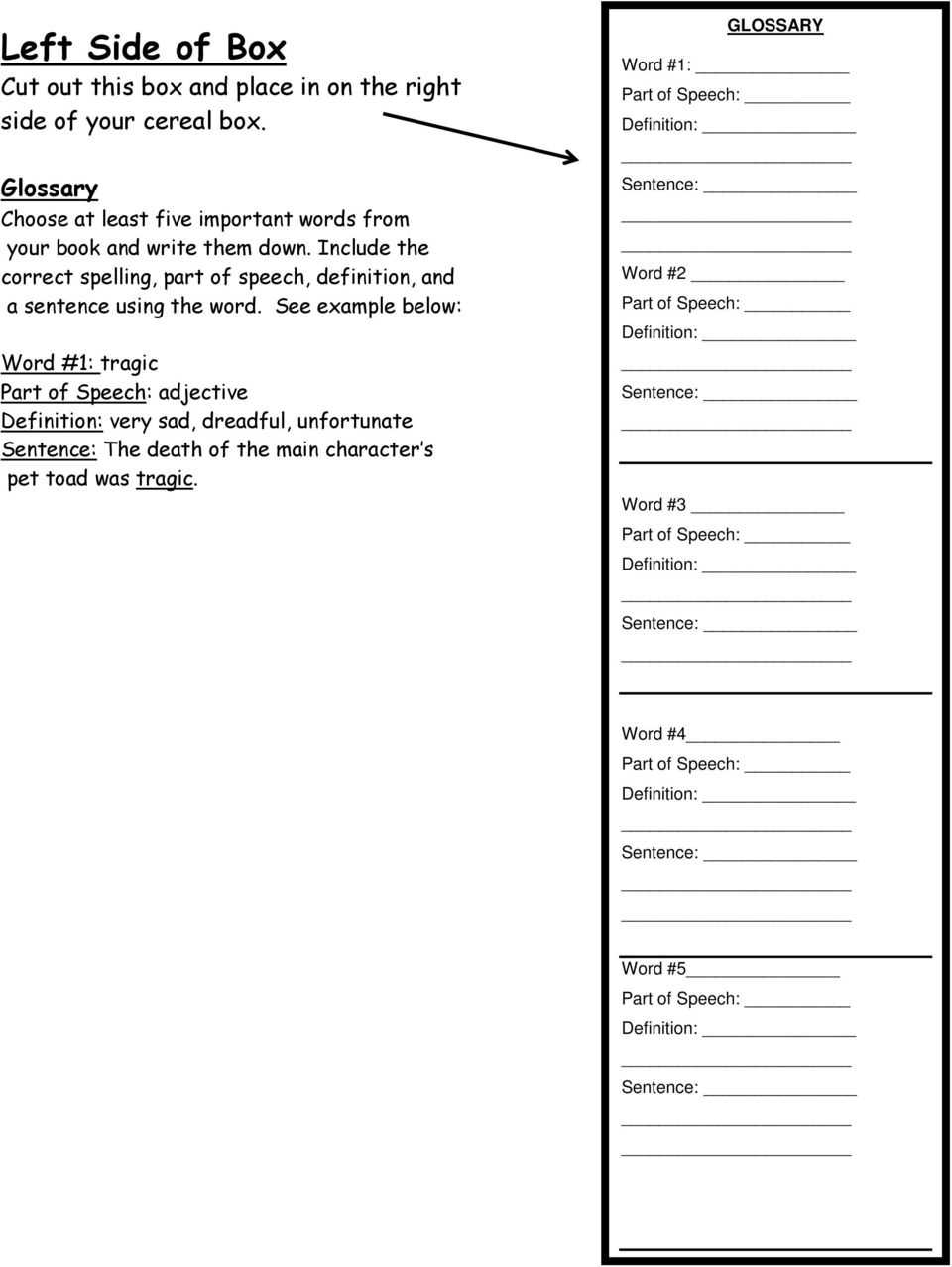 Cereal Box Book Report – Pdf Intended For Cereal Box Book Report Template