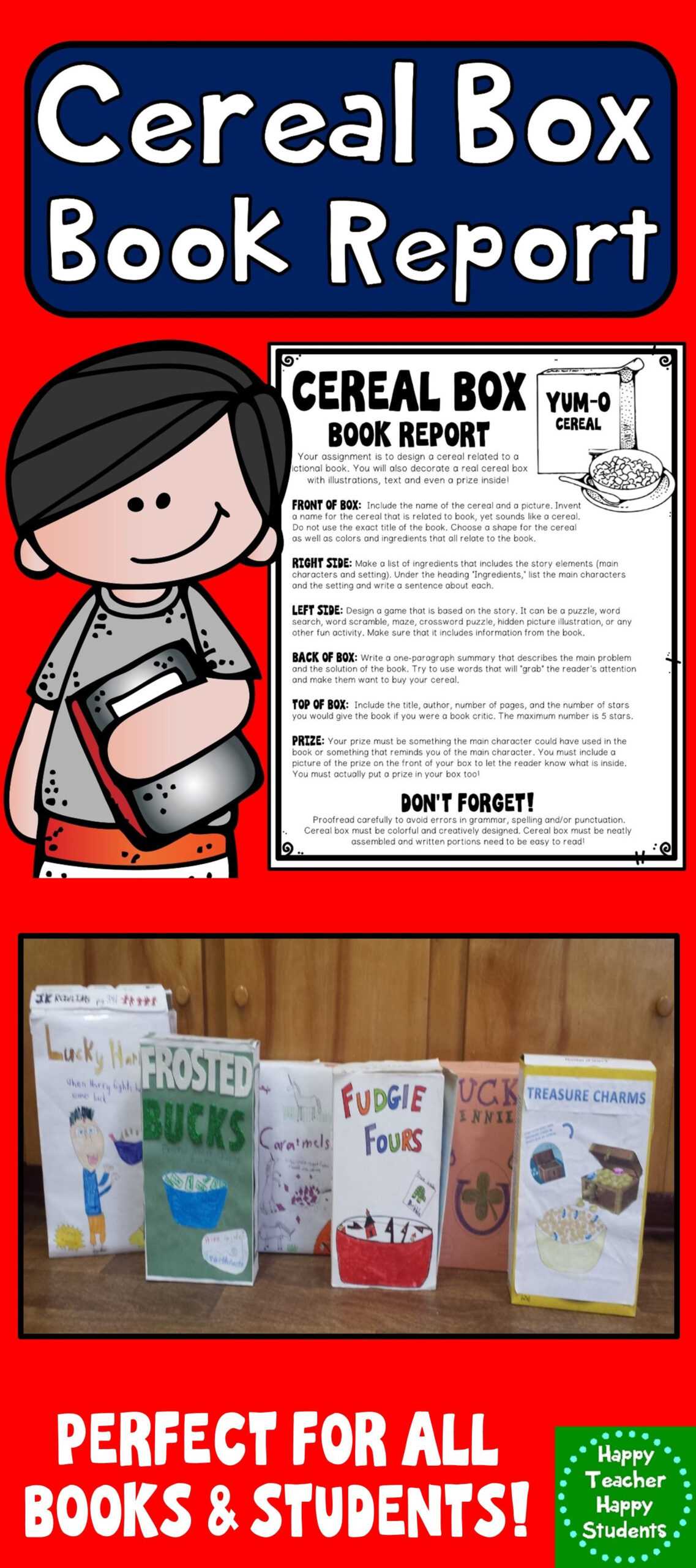 Cereal Box Book Report Template: Directions, Rubric In Cereal Box Book Report Template