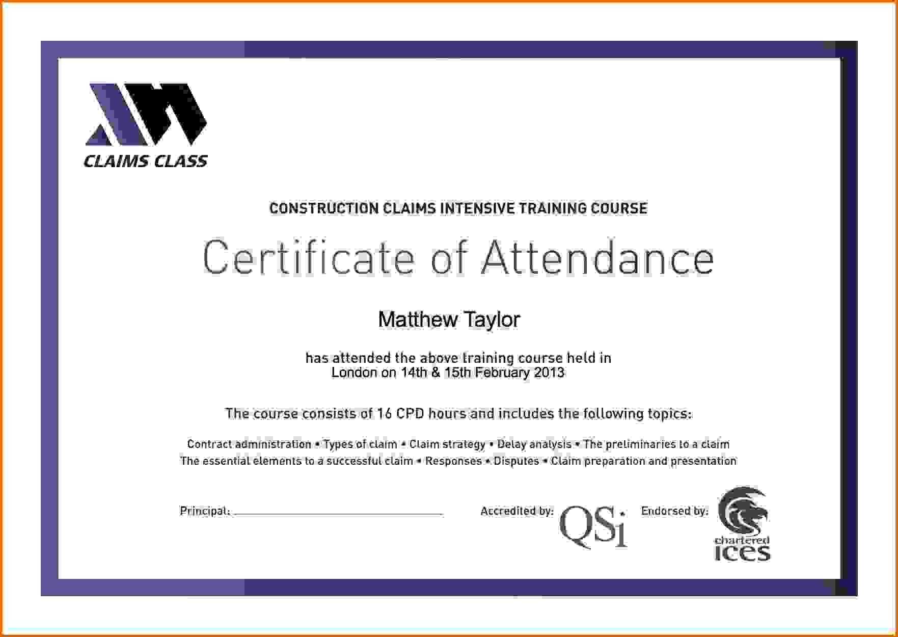 Certificate Attendance Templatec Certification Letter Within Boot Camp Certificate Template