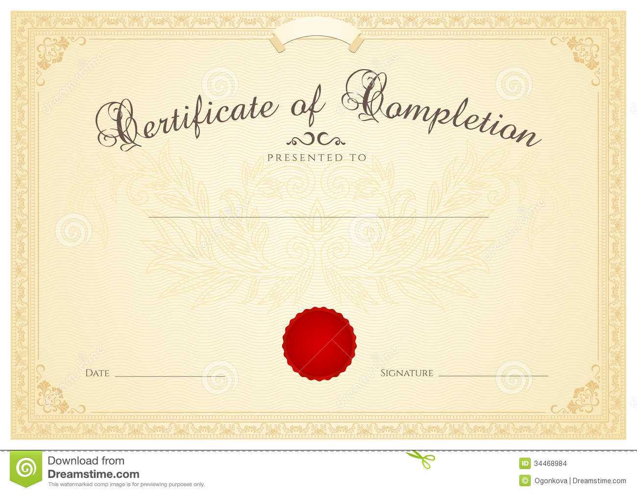Certificate / Diploma Background Template. Floral Stock In Certificate Scroll Template