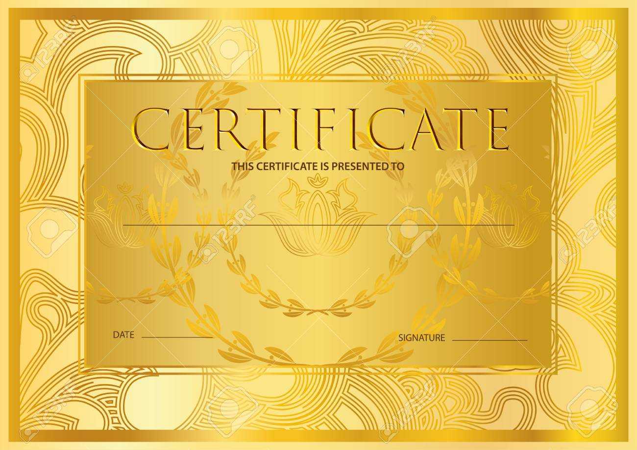 Certificate, Diploma (Golden Design Template, Colorful Background).. With Regard To Certificate Scroll Template