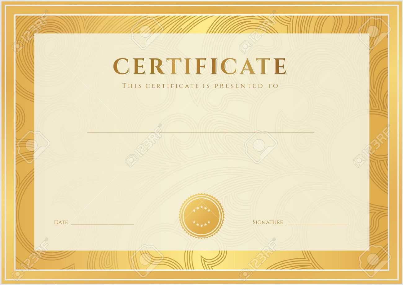 Certificate, Diploma Of Completion Template, Background Gold.. Regarding Certificate Scroll Template