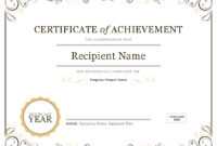 Certificate Of Achievement inside Word Certificate Of Achievement Template
