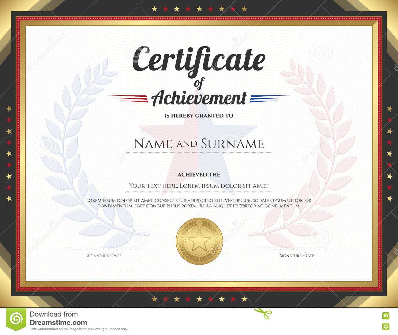 Certificate Of Achievement Template With Gold Border Theme In Certificate Of Accomplishment Template Free