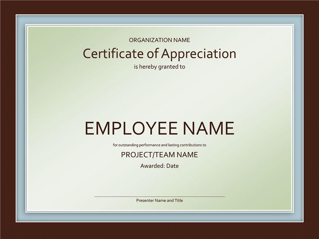 Certificate Of Appreciation Template In Powerpoint | Free Pertaining To Award Certificate Template Powerpoint