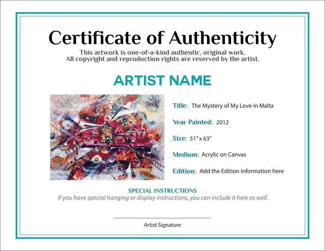 Certificate Of Authenticity Photography Template In Certificate Of Authenticity Photography Template