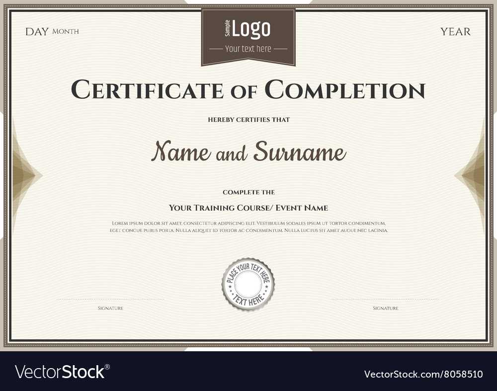Certificate Of Completion Template In Brown Pertaining To Certification Of Completion Template