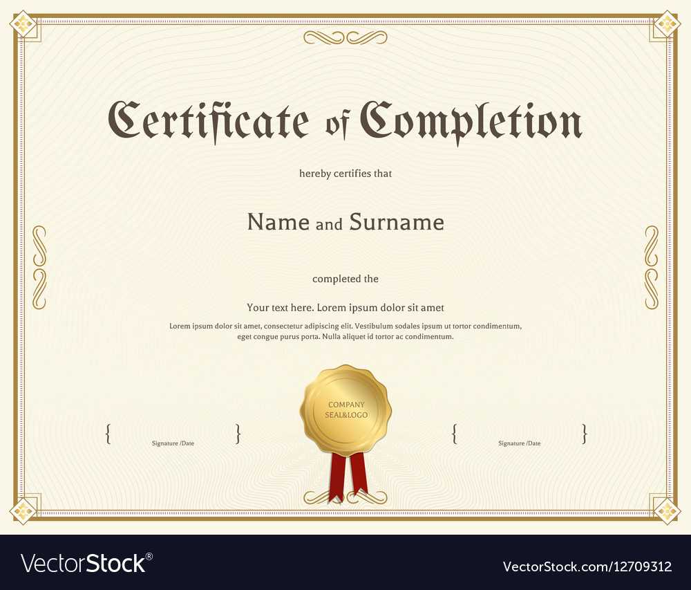 Certificate Of Completion Template Vintage Theme Regarding Certification Of Completion Template
