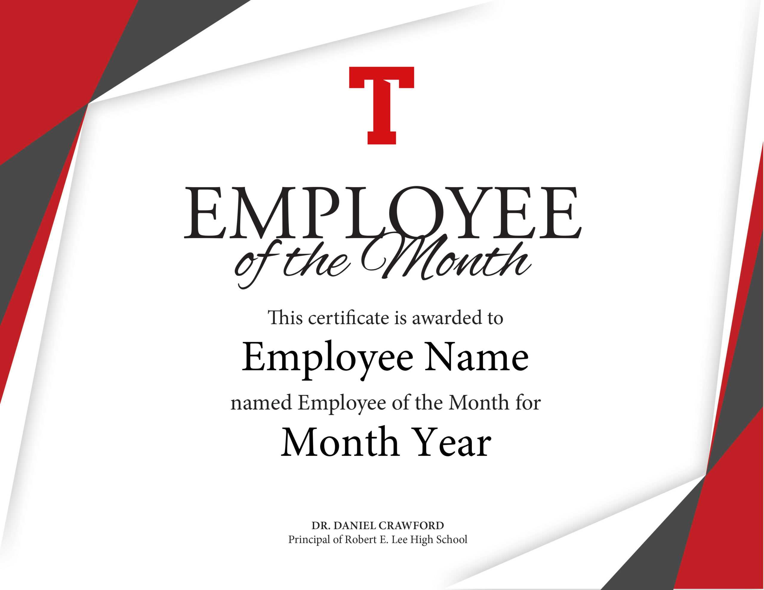 Certificate Of Employee The Month Template Brochure Intended For Employee Of The Month Certificate Template With Picture