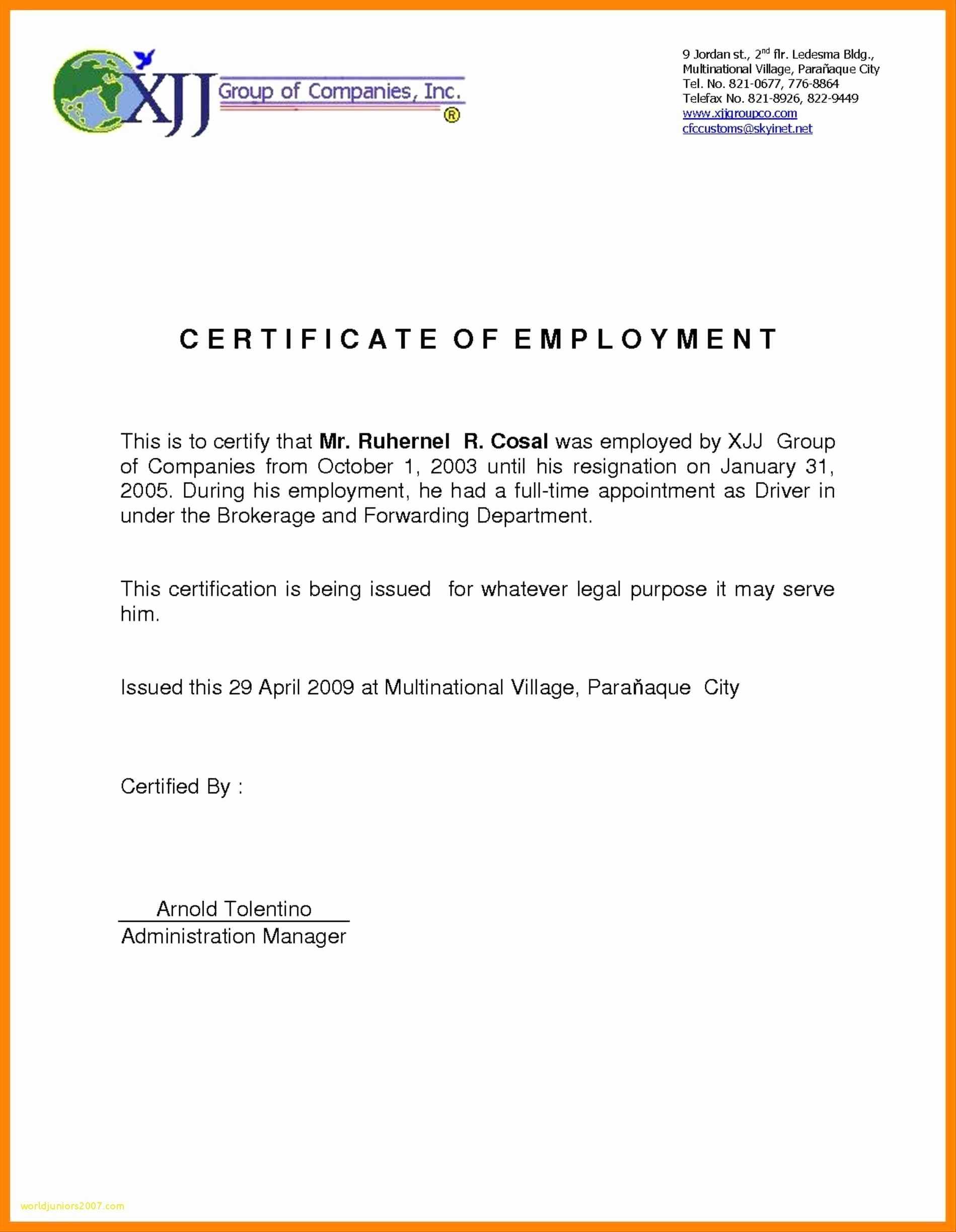 Certificate Of Employment For Visa Application Australia For Employee Certificate Of Service Template