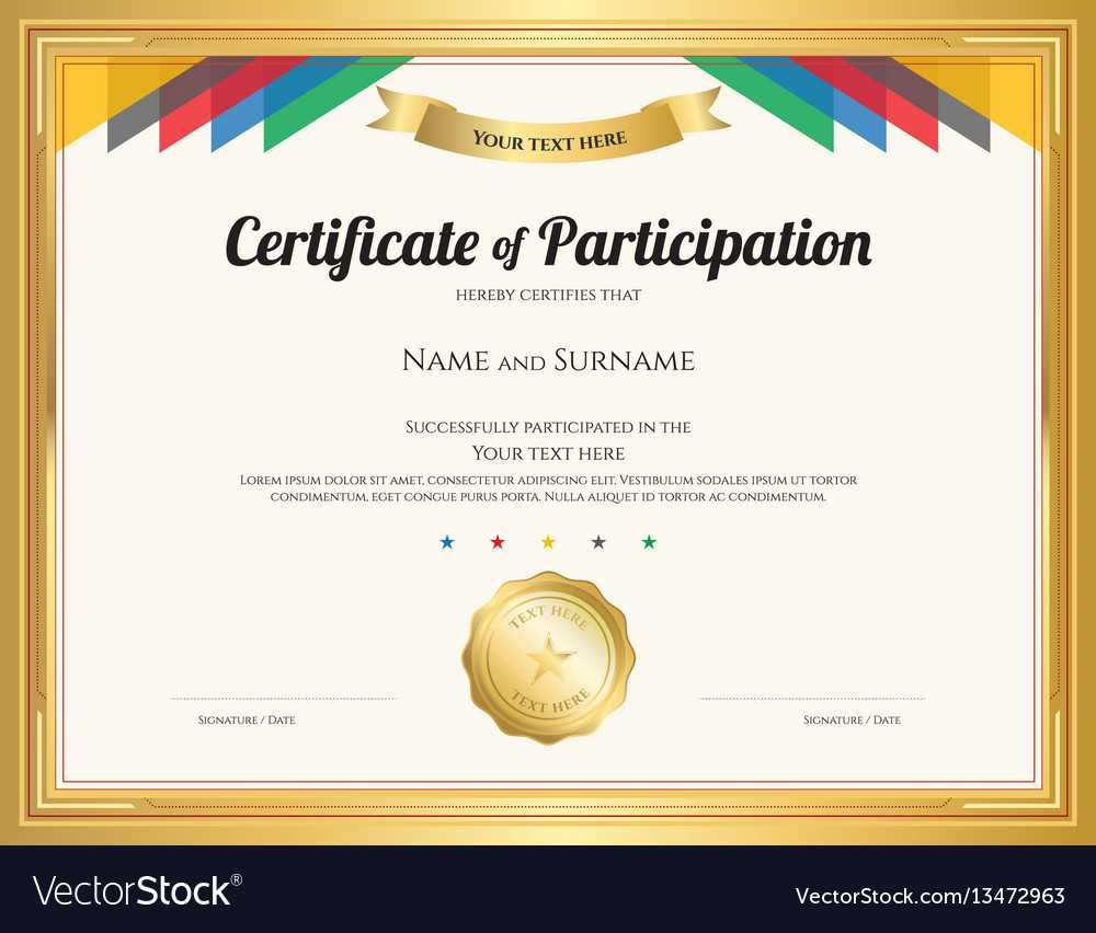 Certificate Of Participation Template With Gold In Sample Certificate Of Participation Template