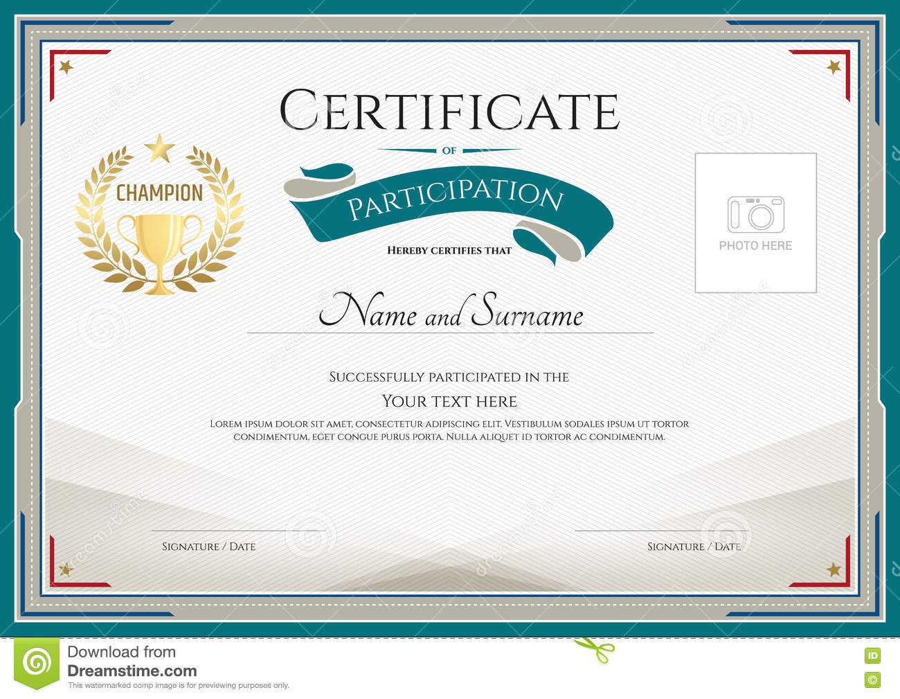 Certificate Of Participation Template With Green Broder Inside Certification Of Participation Free Template