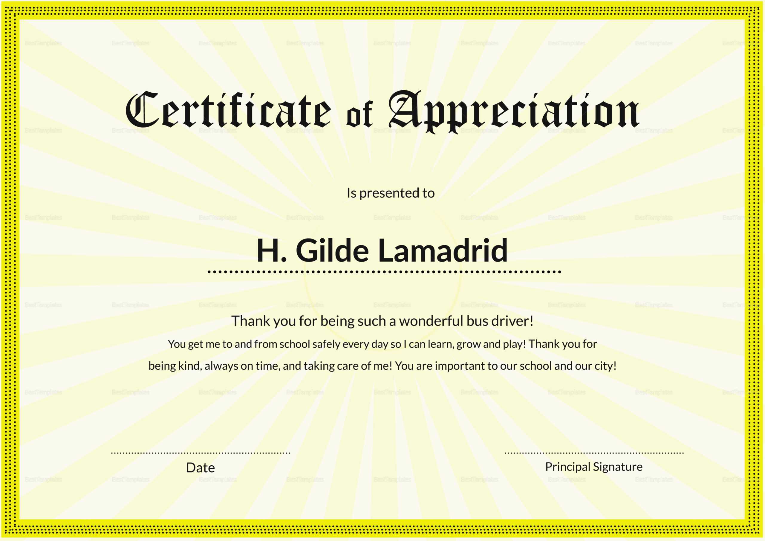Certificate Of School Appreciation Template With Regard To Certificate Templates For School