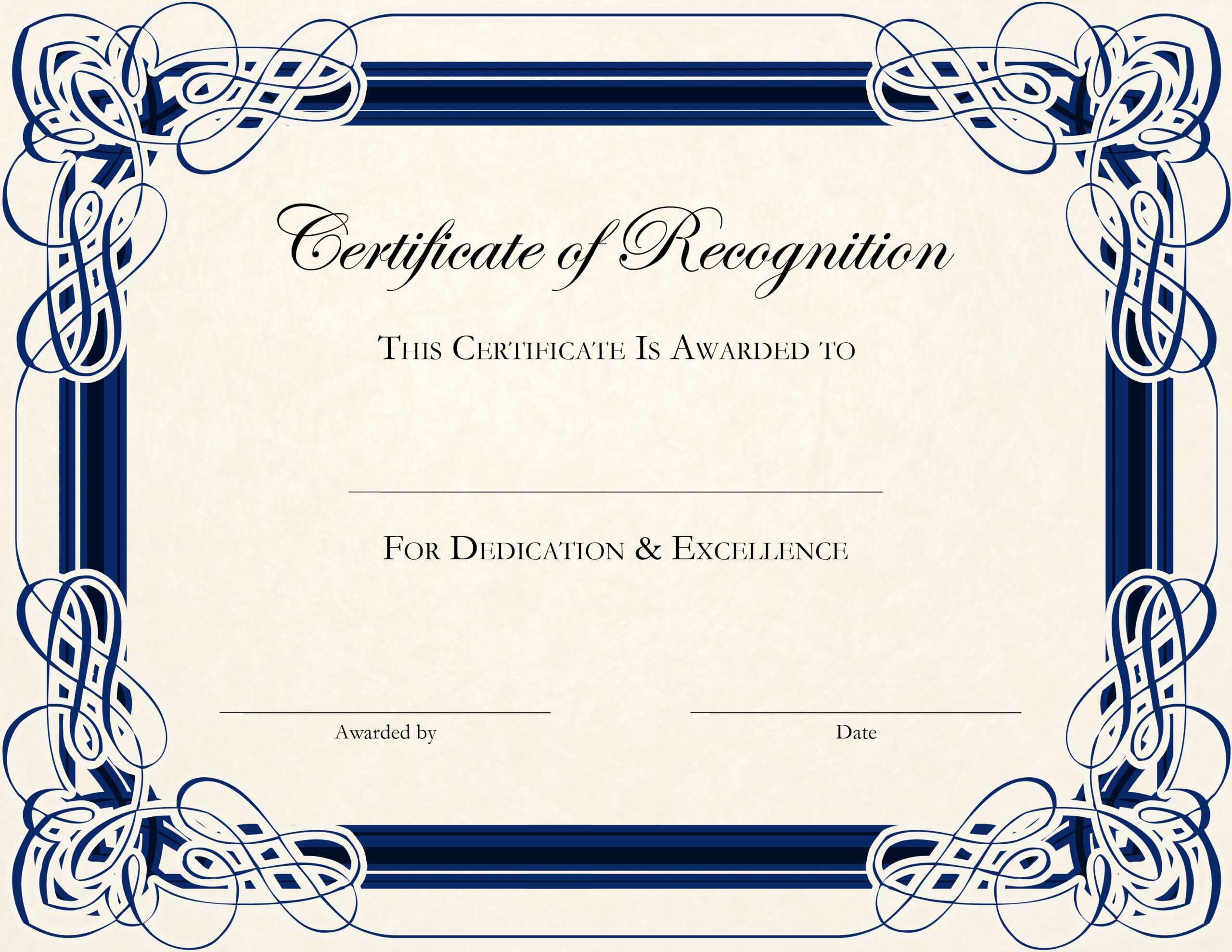 Certificate Template Designs Recognition Docs | Certificate For Certificate Of Participation Template Doc