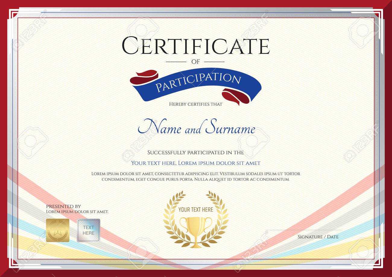 Certificate Template For Achievement, Appreciation Or Participation.. For Templates For Certificates Of Participation