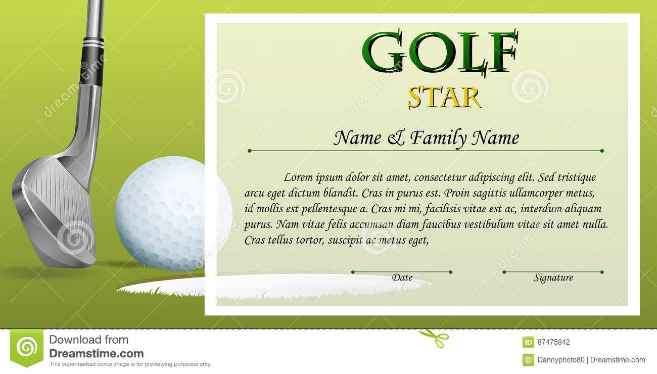 Certificate Template For Golf Star With Green Background In Golf Certificate Template Free