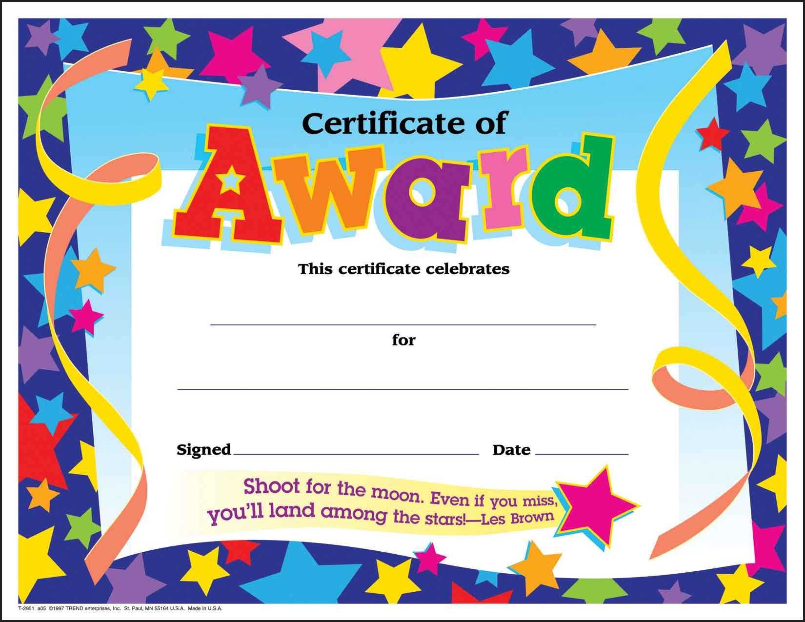 Certificate Template For Kids Free Certificate Templates Inside Children's Certificate Template