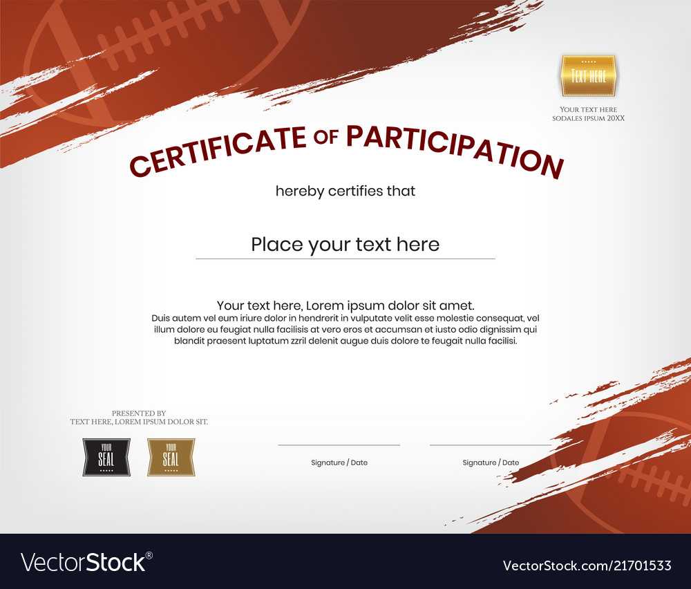 Certificate Template In Rugby Sport Theme With Vector Image Intended For Rugby League Certificate Templates