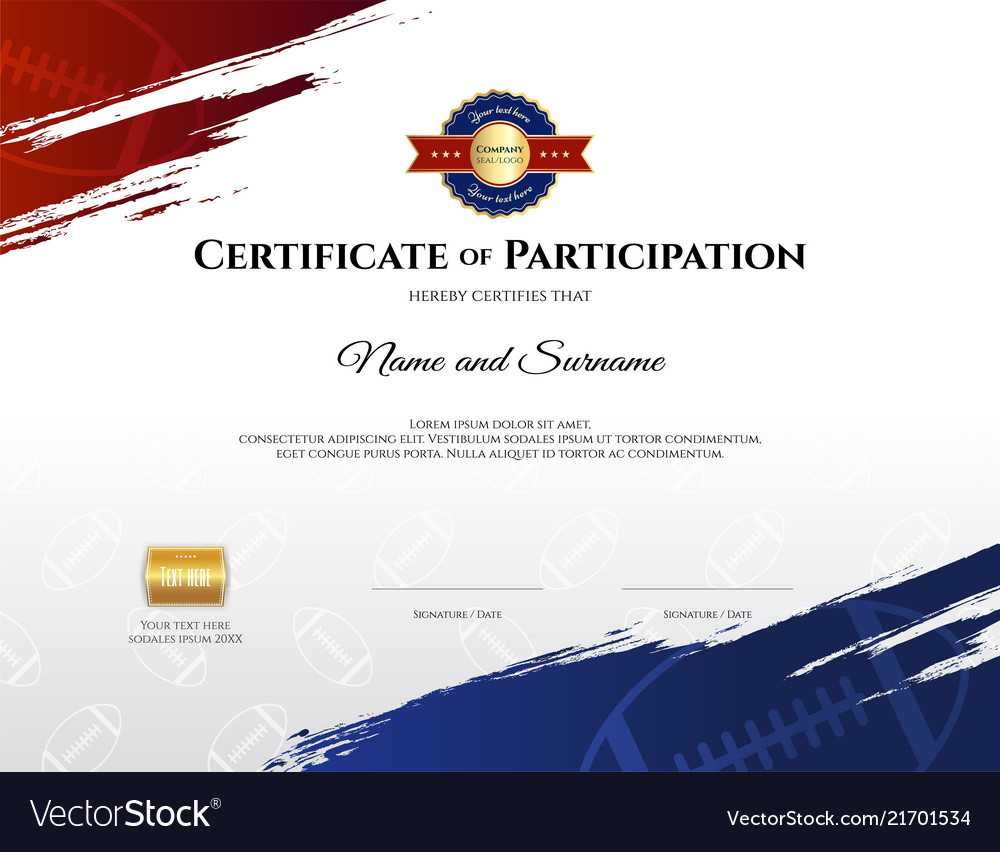 Certificate Template In Rugby Sport Theme With Vector Image Throughout Rugby League Certificate Templates