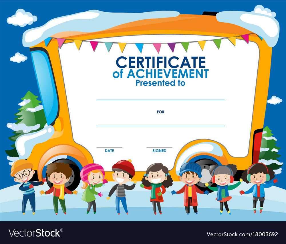 Certificate Template With Children In Winter Pertaining To Free Kids Certificate Templates